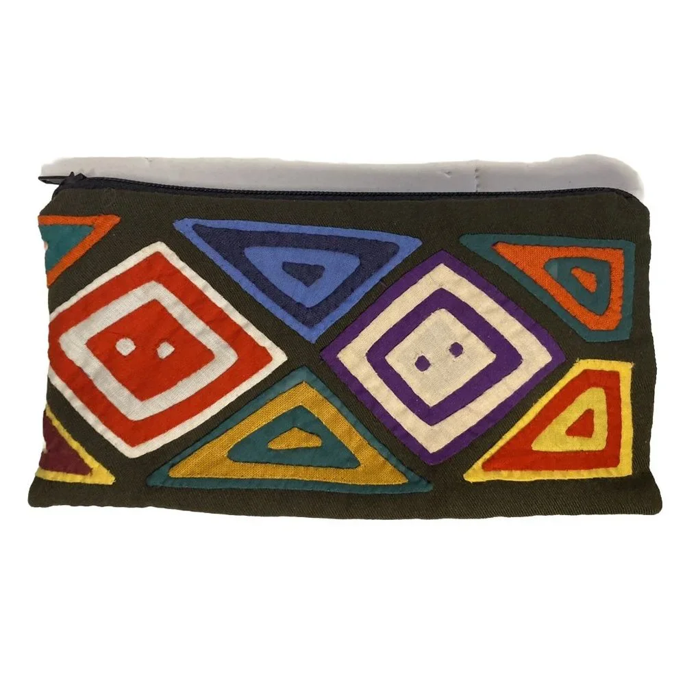 Handmade Applique Fabric Wallet Pouch Boho Geometric Latin America